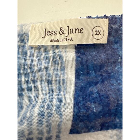 Jess & Jane Windmill Boucle Mesh Tunic Top with Burn-Out Lining Blue Sz 2X Artsy - Picture 9 of 11
